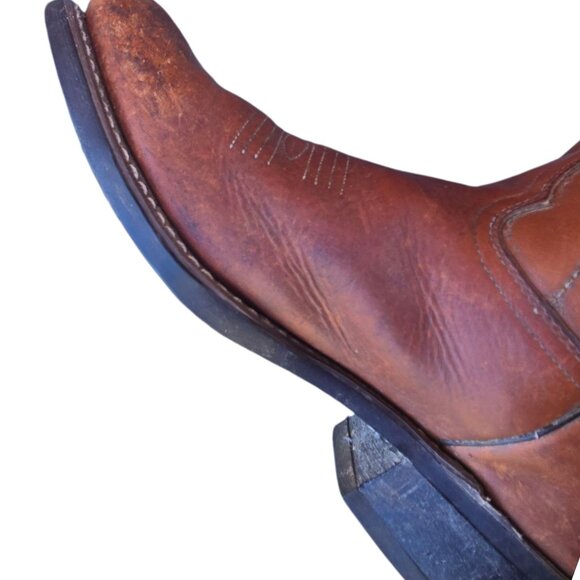 Vintage Brown Leather Cowboy Boots Mens 10.5 D Western Work Chore Rodeo - Picture 14 of 16